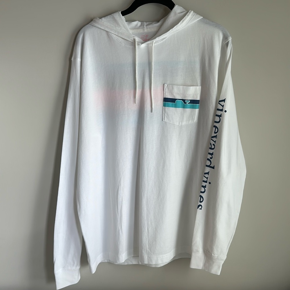 Vineyard Vines Long Sleeve Hoodie T-Shirt with Graphic on Back and Sleeve - Picture 2 of 4